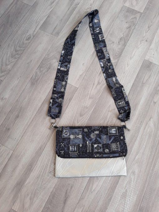 Pochette bi matière argent