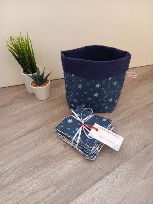 Panière et 10 lingettes lavables