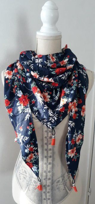 Chèche bleu et orange